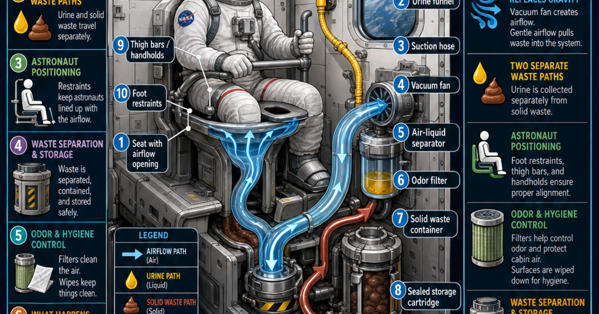 Astronautics: The Space Toilet Infographic | LivePhysics™