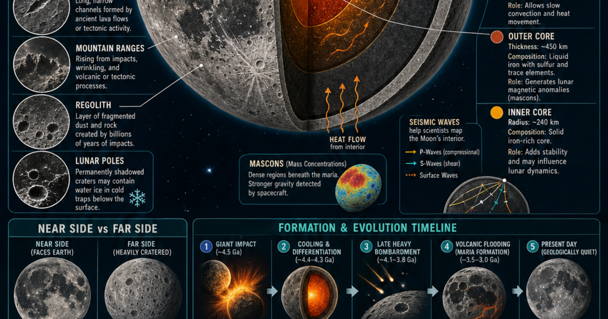 The Moon: Structure and Features Infographic | LivePhysics™