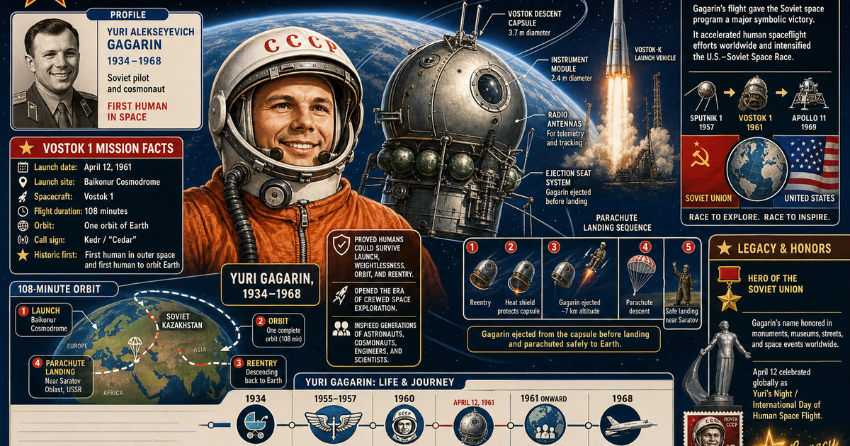 Yuri Gagarin: First Human in Space Infographic | LivePhysics™