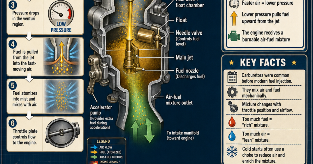 Automotive Technology: How a Carburetor Works Infographic | LivePhysics™