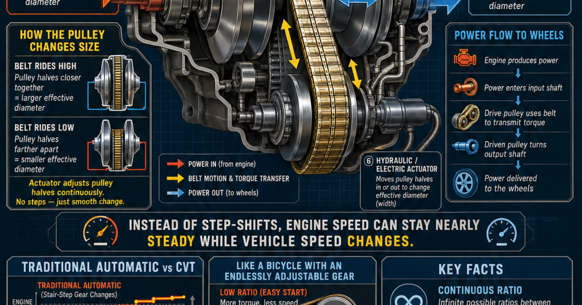 Automotive Technology: How a CVT Works Infographic | LivePhysics™