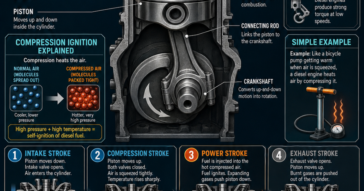 Automotive Technology: How a Diesel Engine Works Infographic | LivePhysics™
