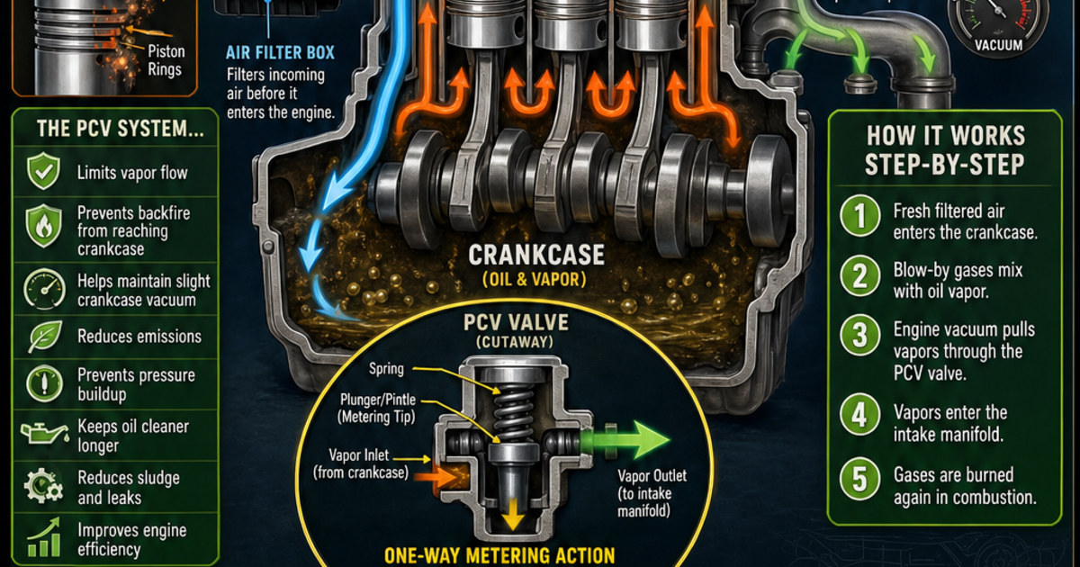 Automotive Technology: How a PCV Valve Works Infographic | LivePhysics™