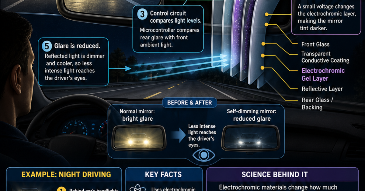 Automotive Technology: How a Self-Dimming Mirror Works Infographic ...