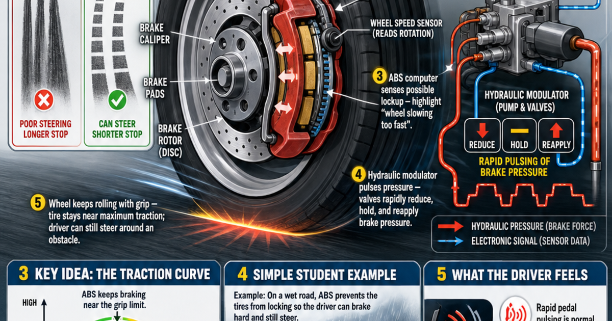 Automotive Technology: How Anti Lock Brakes Work Infographic | LivePhysics™