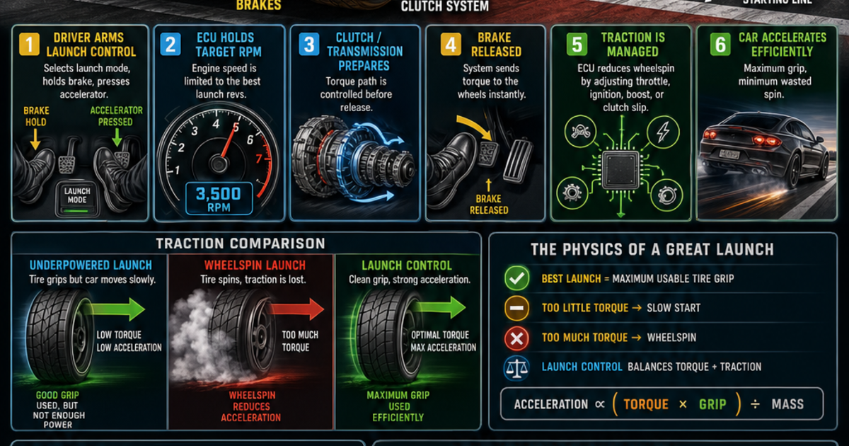Automotive Technology: How Launch Control Works Infographic | LivePhysics™