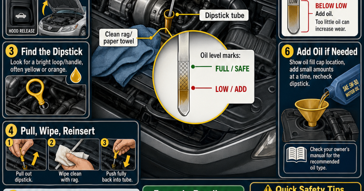 Automotive Technology: How to Check Engine Oil Infographic | LivePhysics™