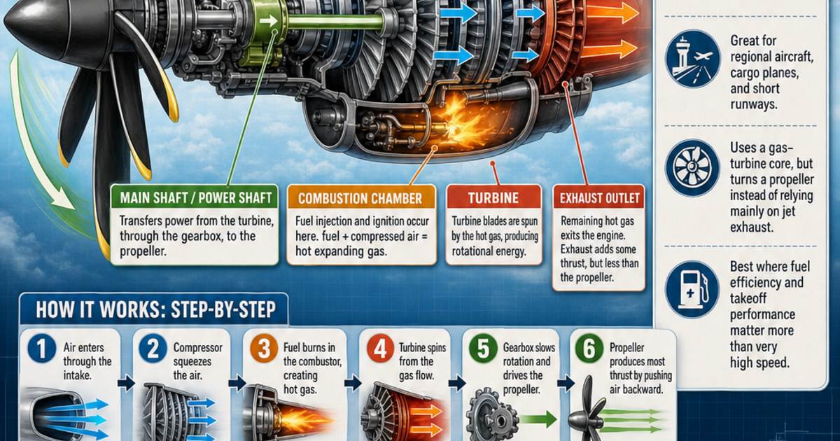 Aviation: How a Turboprop Engine Works Infographic | LivePhysics™