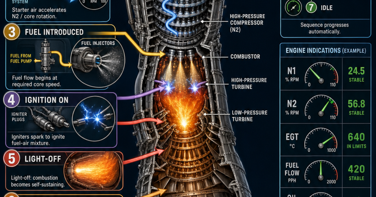 Jet Starting System Aviation: Starting a Jet Engine Infographic | LivePhysics™
