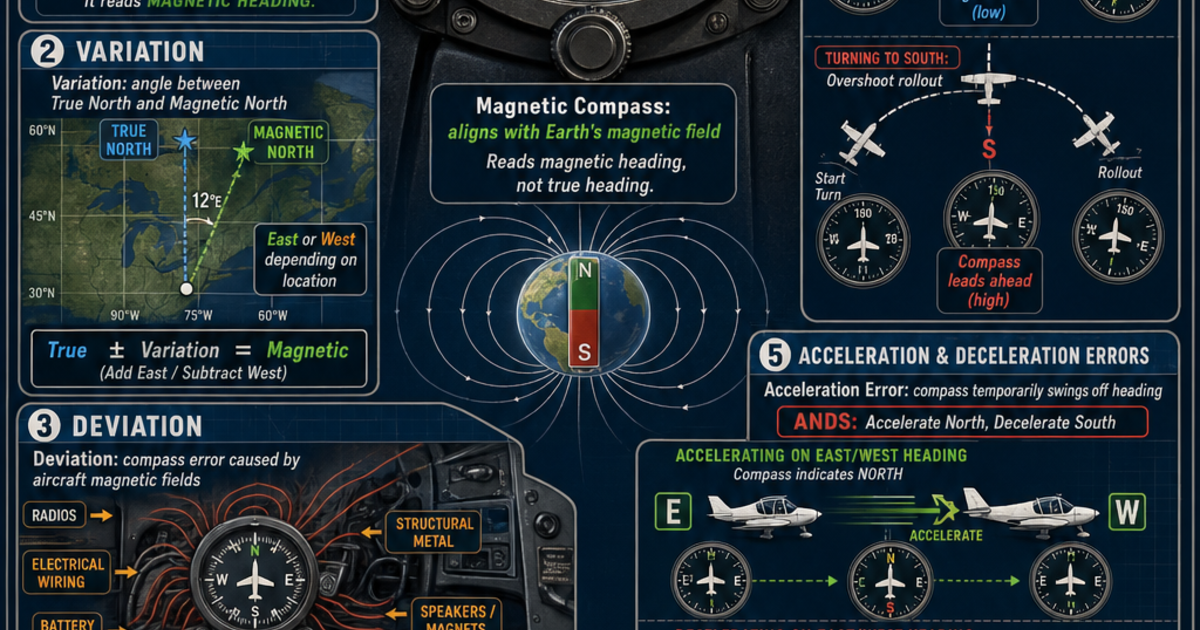 Aviation: The Magnetic Compass Infographic | LivePhysics™