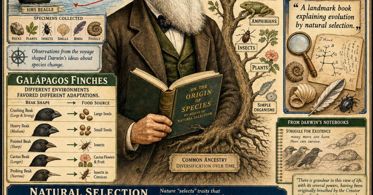 Darwin Invention Charles Darwin: Founder of Evolution by Natural Selection Infographic ...