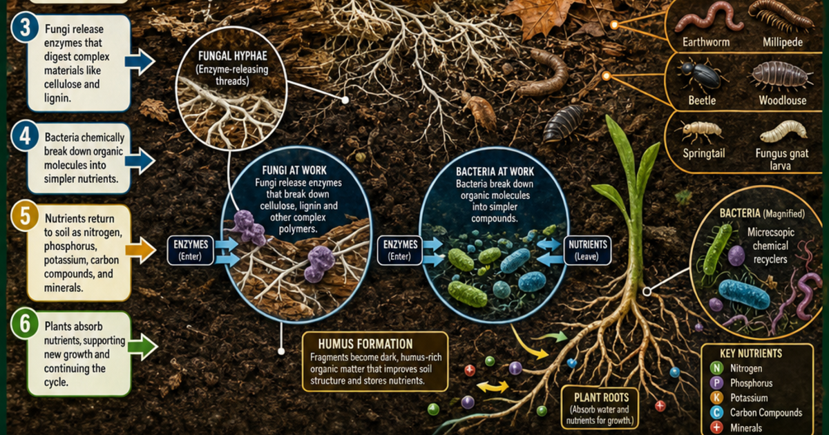 Biology: Decomposers and Nutrient Recycling Infographic | LivePhysics™