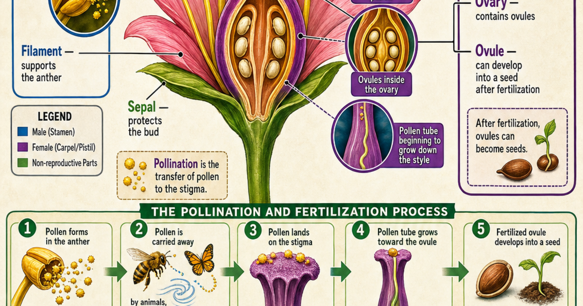 Biology: Flower Anatomy and Pollination Infographic | LivePhysics™