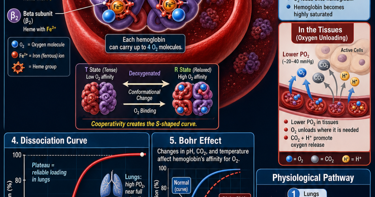 Hemoglobin Rbc O2 Transport Biology: Hemoglobin and Oxygen Transport Infographic | LivePhysics™