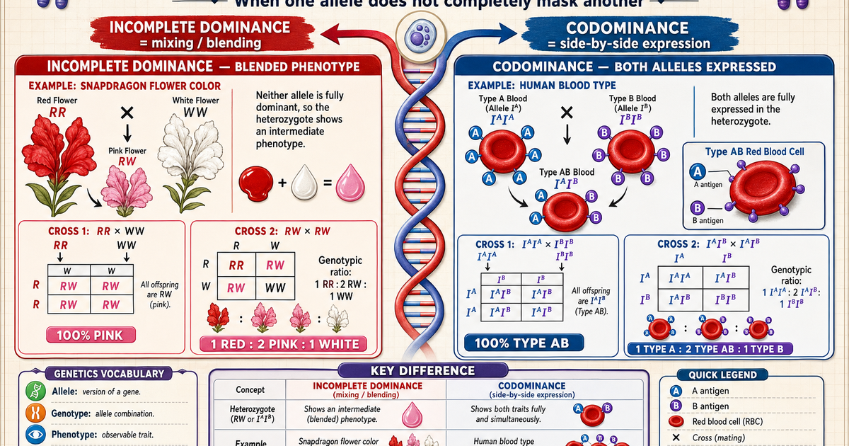 Biology: Incomplete Dominance and Codominance Infographic | LivePhysics™