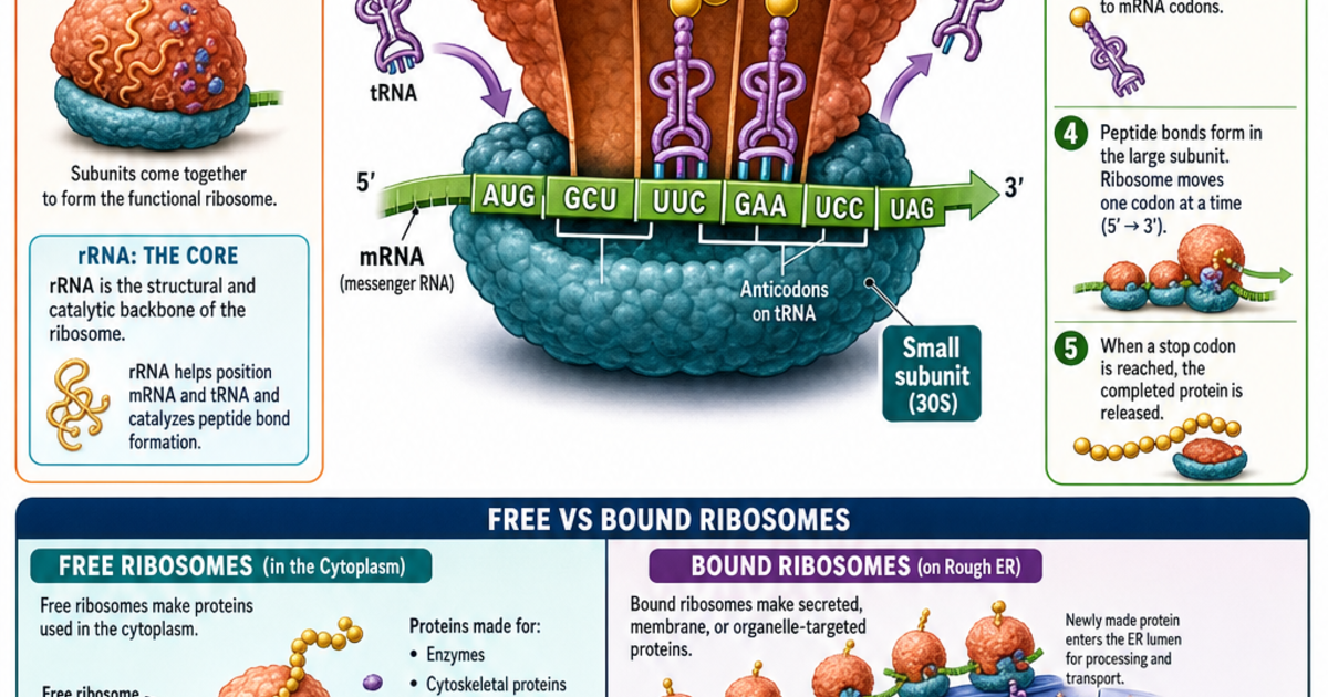 Biology: Ribosomes and Protein Synthesis Sites Infographic | LivePhysics™