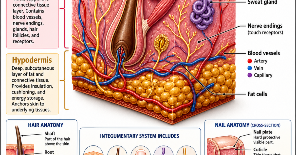 Integ System Skin Biology: The Skin and Integumentary System Infographic | LivePhysics™