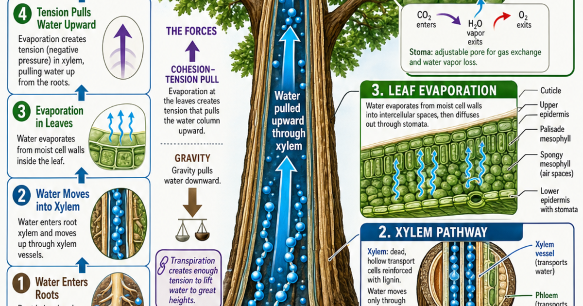 Biology: Transpiration and Water Transport Infographic | LivePhysics™