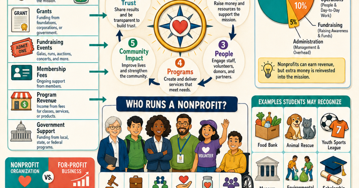 Business & Entrepreneurship: What Is a Nonprofit Infographic | LivePhysics™