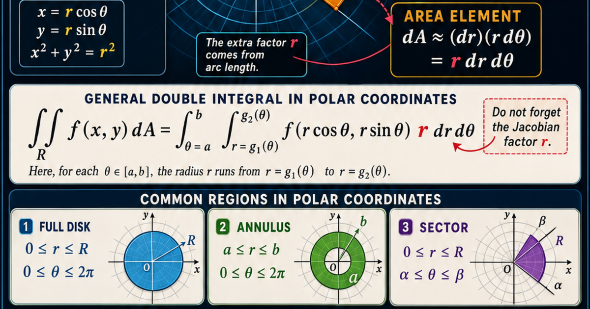 Calculus: Double Integrals in Polar Coordinates Infographic | LivePhysics™