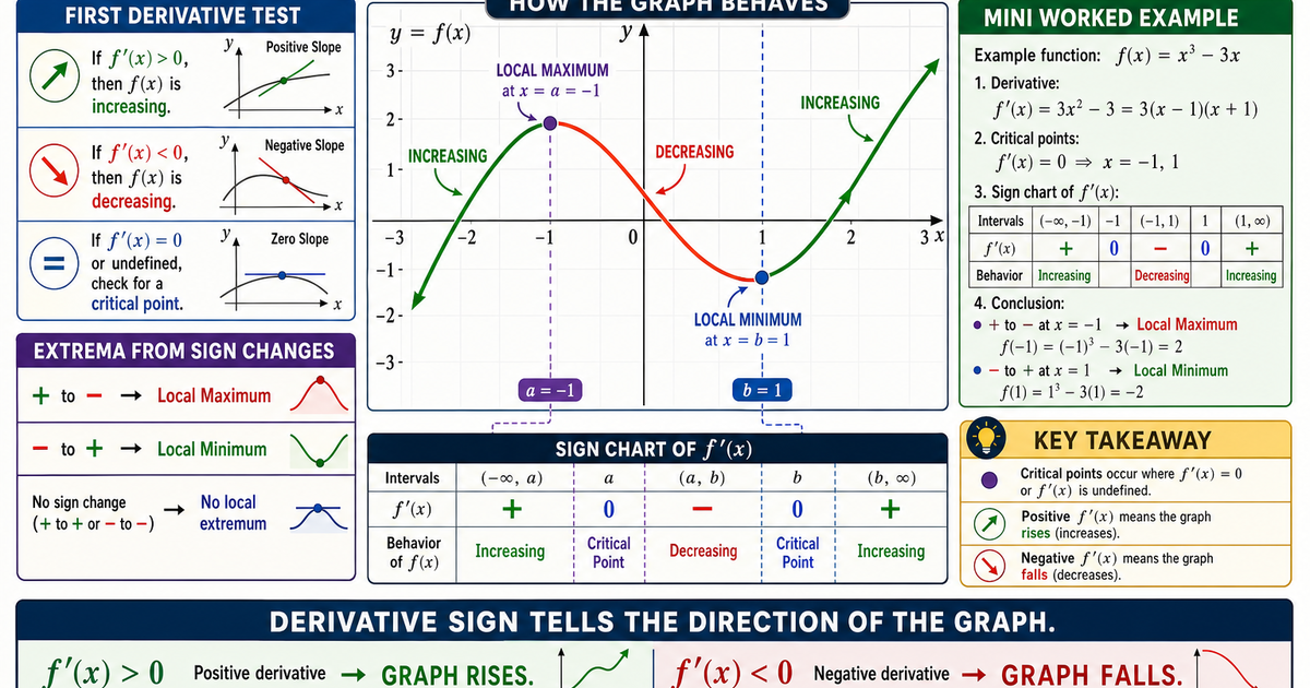 Calculus: Increasing and Decreasing Functions Infographic | LivePhysics™