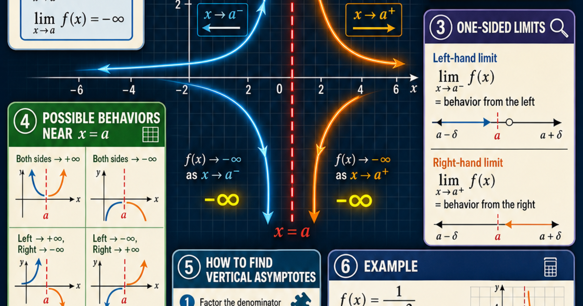 Calculus: Infinite Limits and Vertical Asymptotes Infographic ...