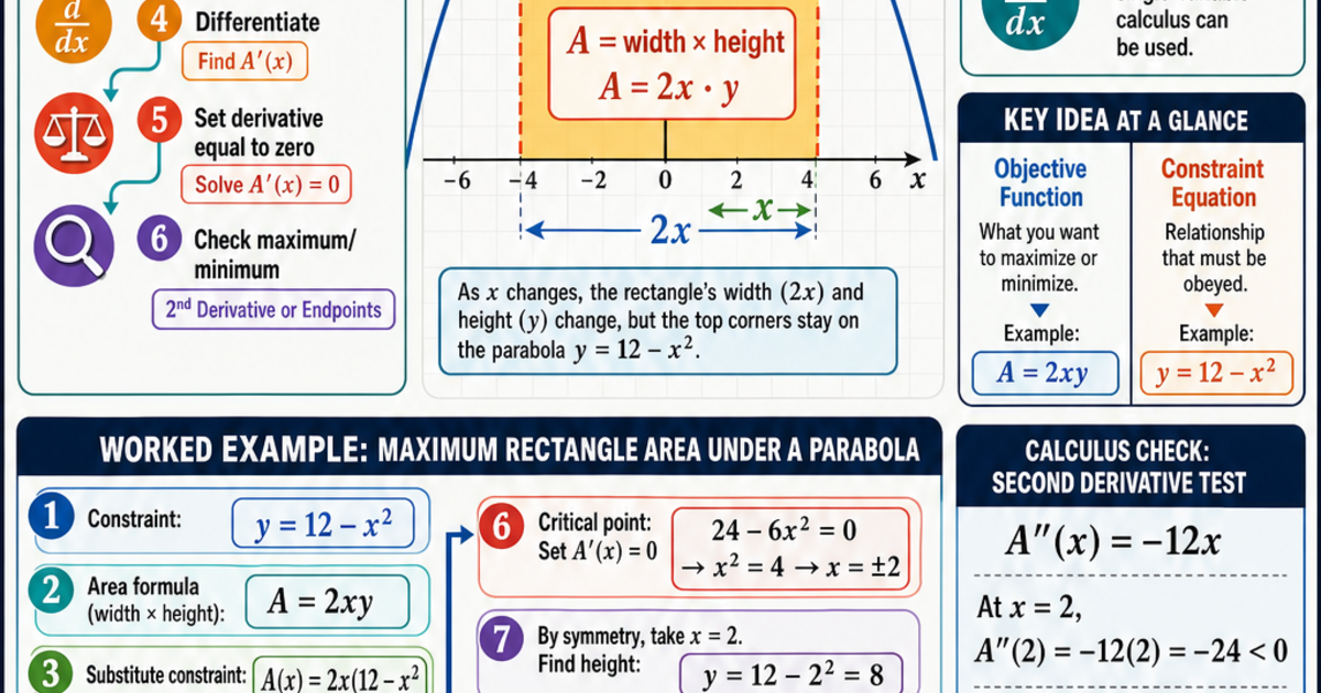 Calculus: Optimization with Constraints Infographic | LivePhysics™