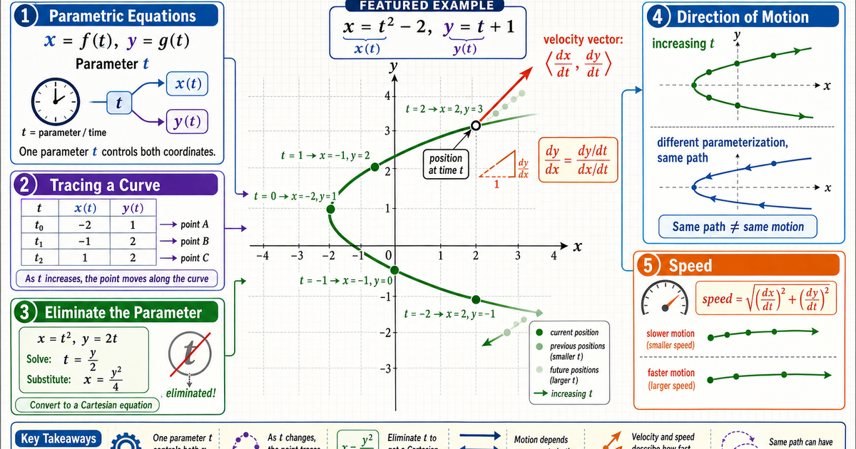 Calculus: Parametric Equations and Curves Infographic | LivePhysics™
