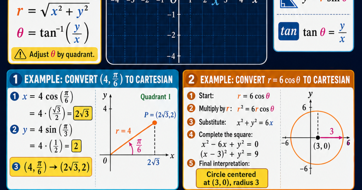 Calculus: Polar to Cartesian Conversion Infographic | LivePhysics™