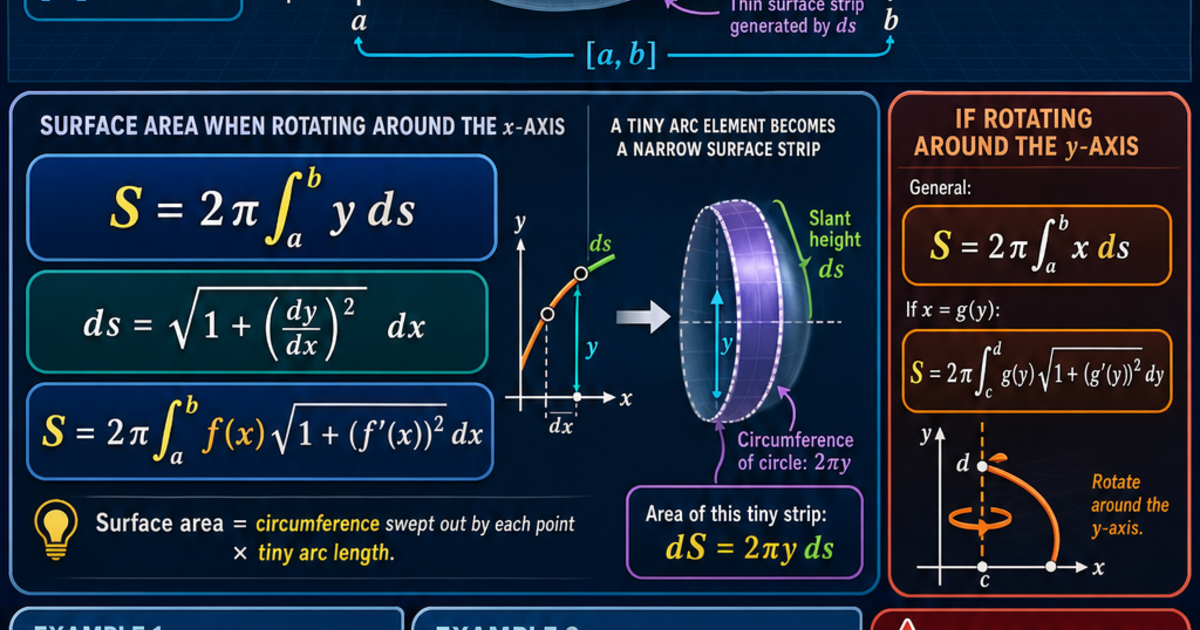 Calculus: Surface Area of Revolution Infographic | LivePhysics™