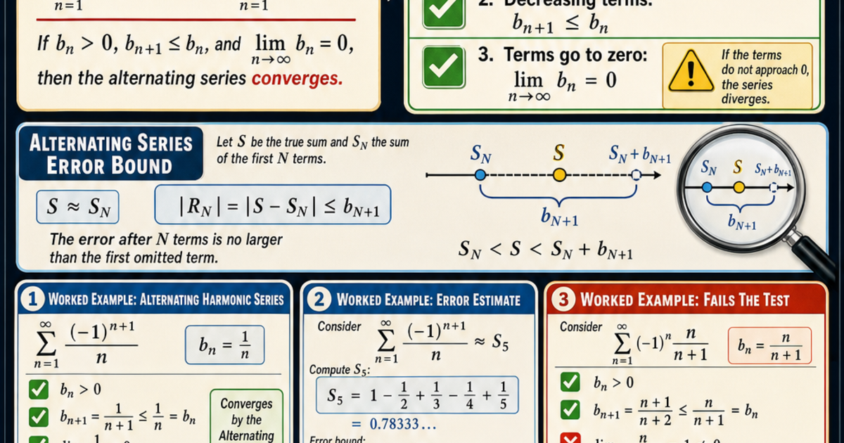 Calculus: The Alternating Series Test Infographic | LivePhysics™