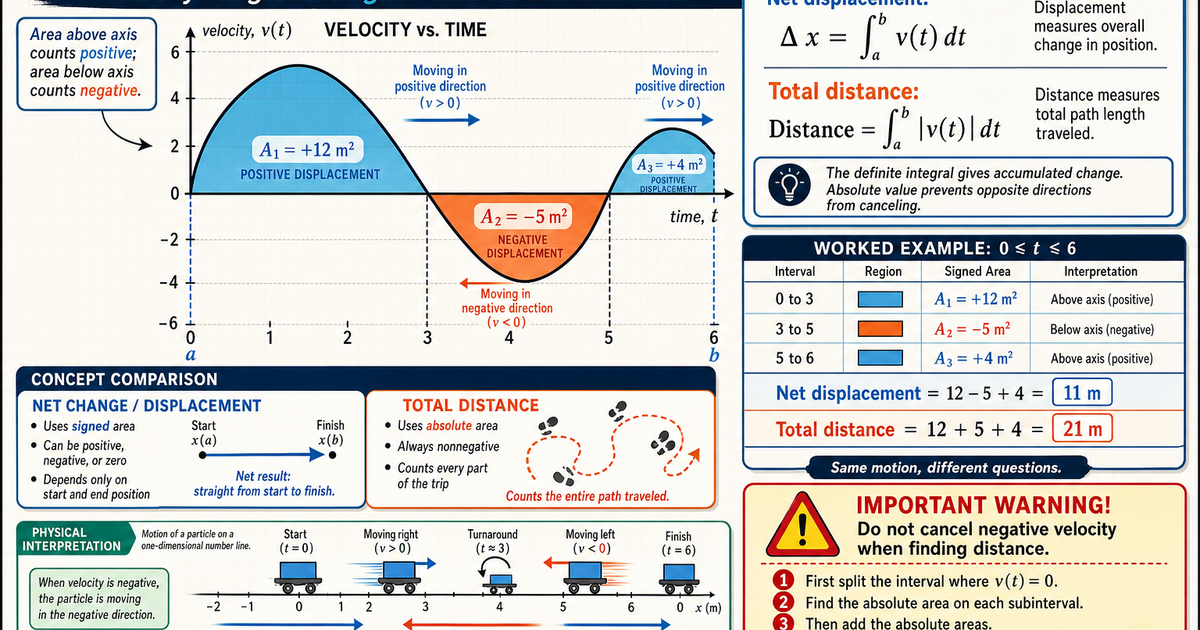 Calculus: The Net Change and Distance Infographic | LivePhysics™
