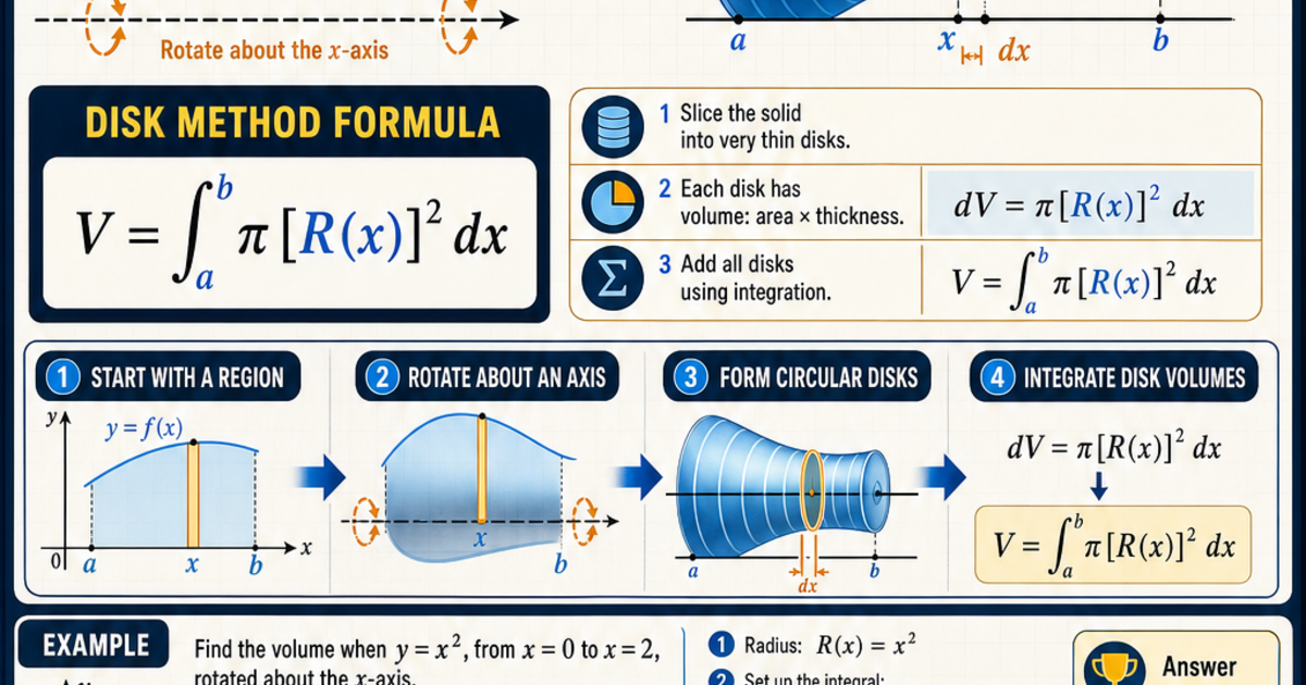 Calculus: Volume by the Disk Method Infographic | LivePhysics™