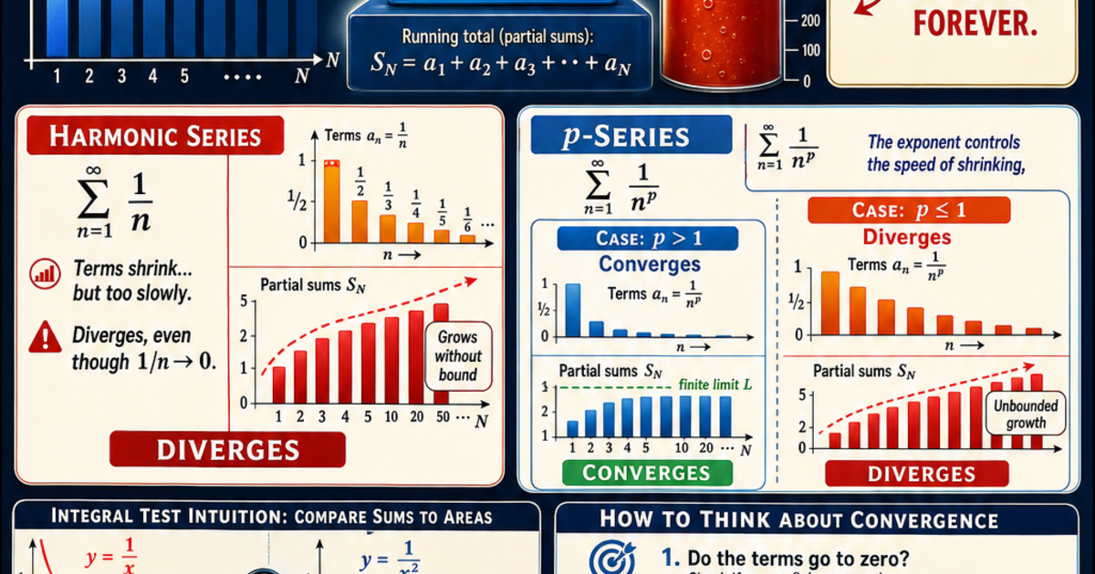 Convergence Math Graph Calculus: Why Some Series Converge Infographic | LivePhysics™