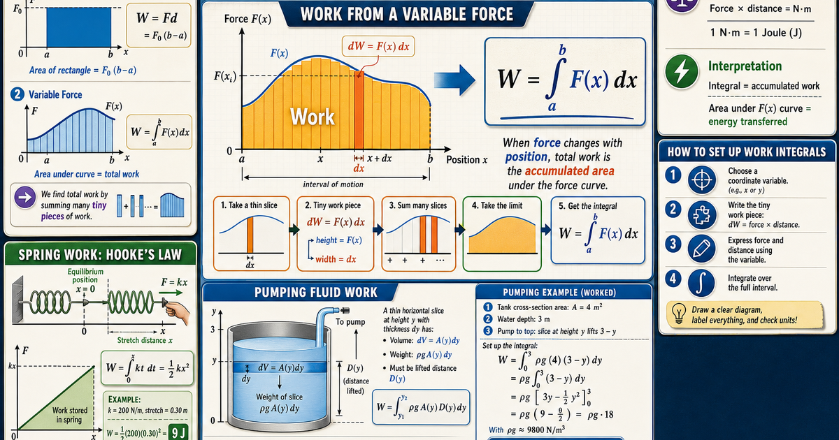 Example Calculus Work Calculus: Work as an Integral Infographic | LivePhysics™