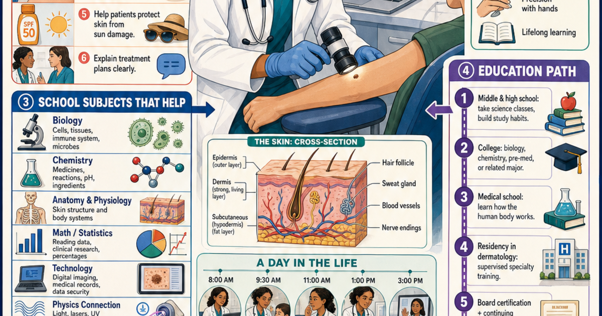 Career Exploration: What Does a Dermatologist Do? Infographic ...