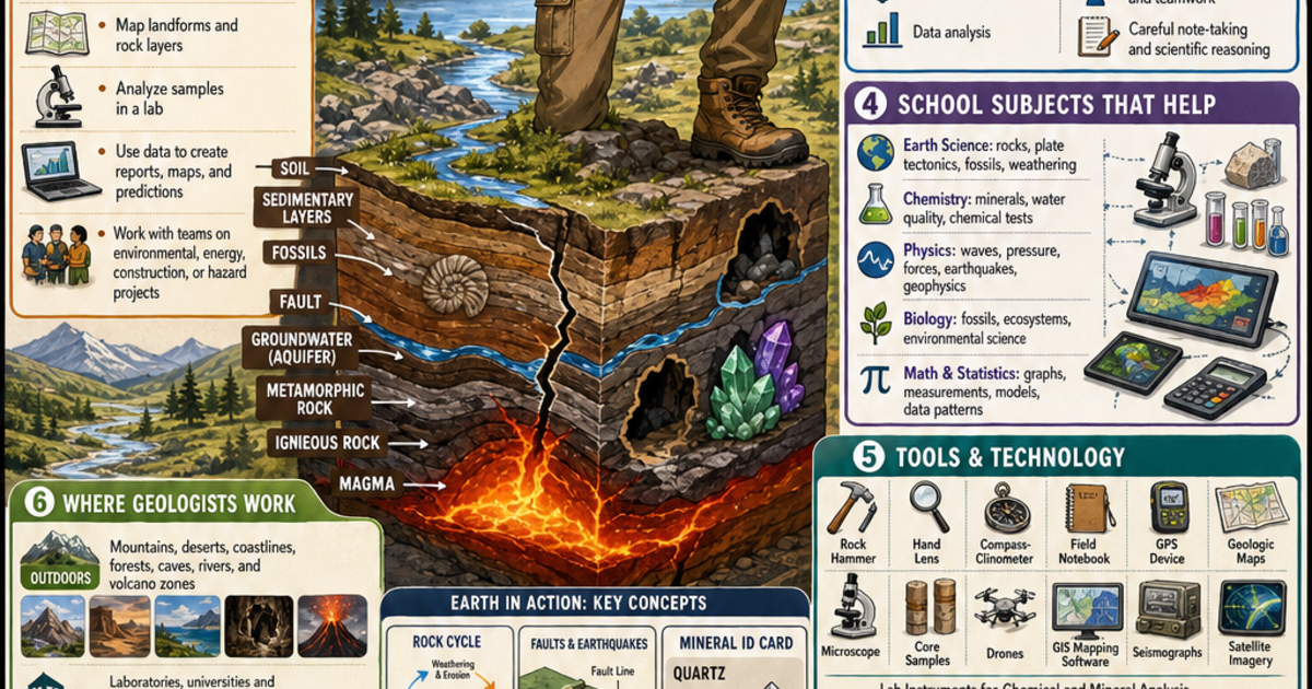 Geologist Graphics Career Exploration: What Does a Geologist Do? Infographic | LivePhysics™