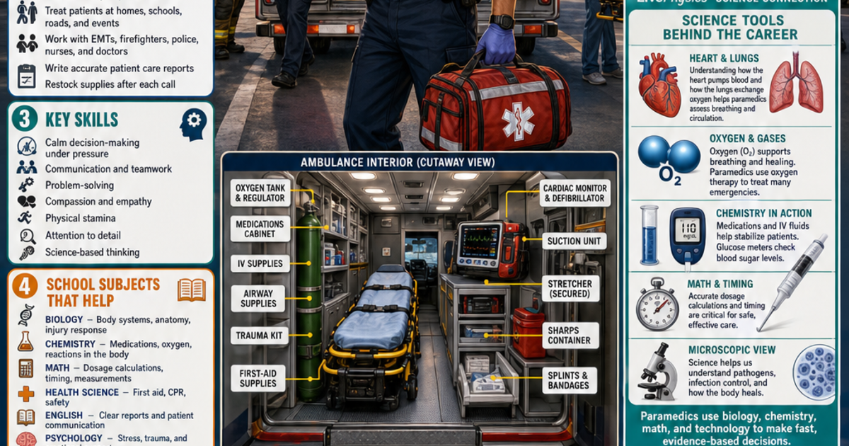 Paramedic Daily Routine Career Exploration: What Does a Paramedic Do? Infographic | LivePhysics™
