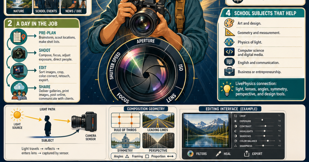 Career Exploration: What Does a Photographer Do? Infographic | LivePhysics™