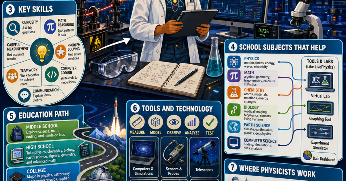 Physicist Daily Task Career Exploration: What Does a Physicist Do? Infographic | LivePhysics™