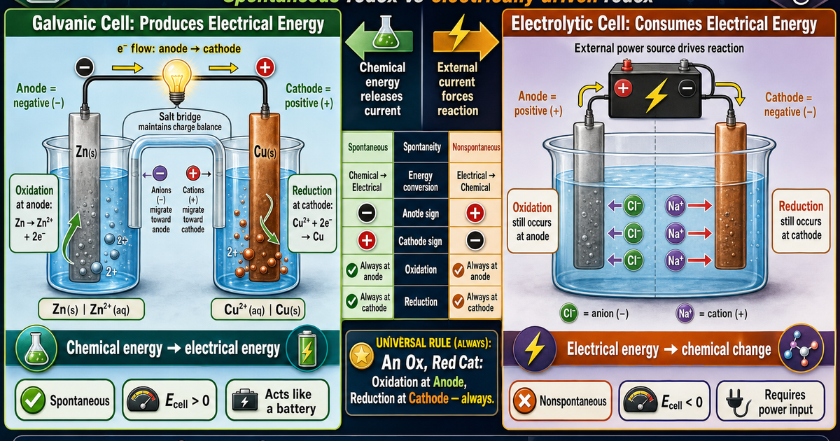 Chemistry: Galvanic vs Electrolytic Cells Infographic | LivePhysics™