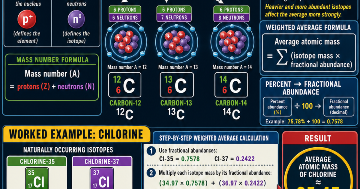 Chemistry: Isotopes and Average Atomic Mass Infographic | LivePhysics™