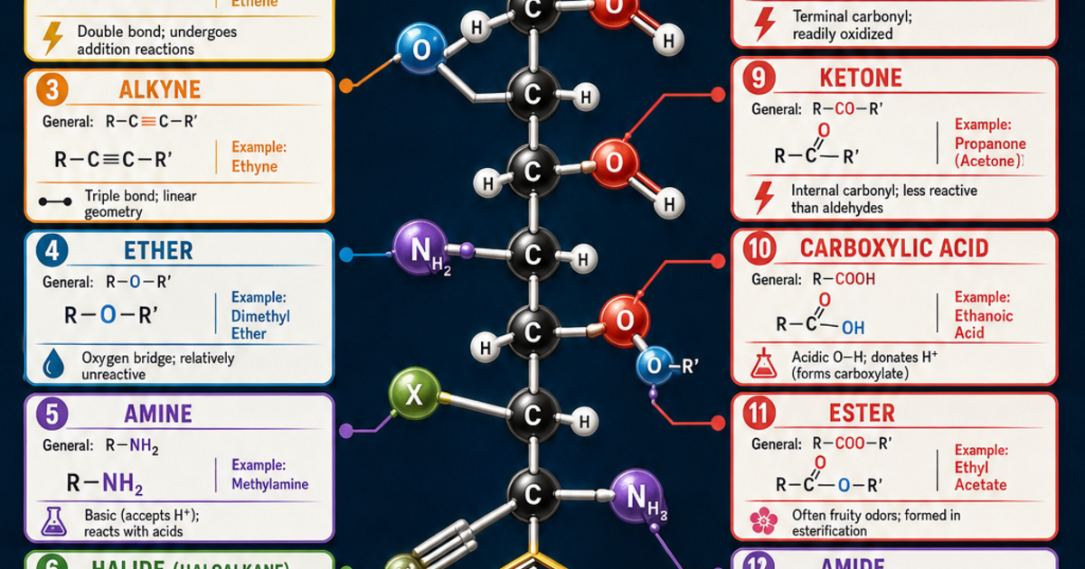 Organic Chemistry Functional Groups Infographic | LivePhysics™