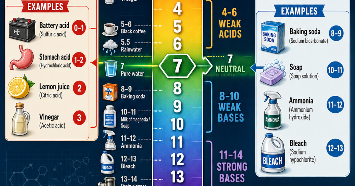 pH Scale: Acids vs Bases Infographic | LivePhysics™