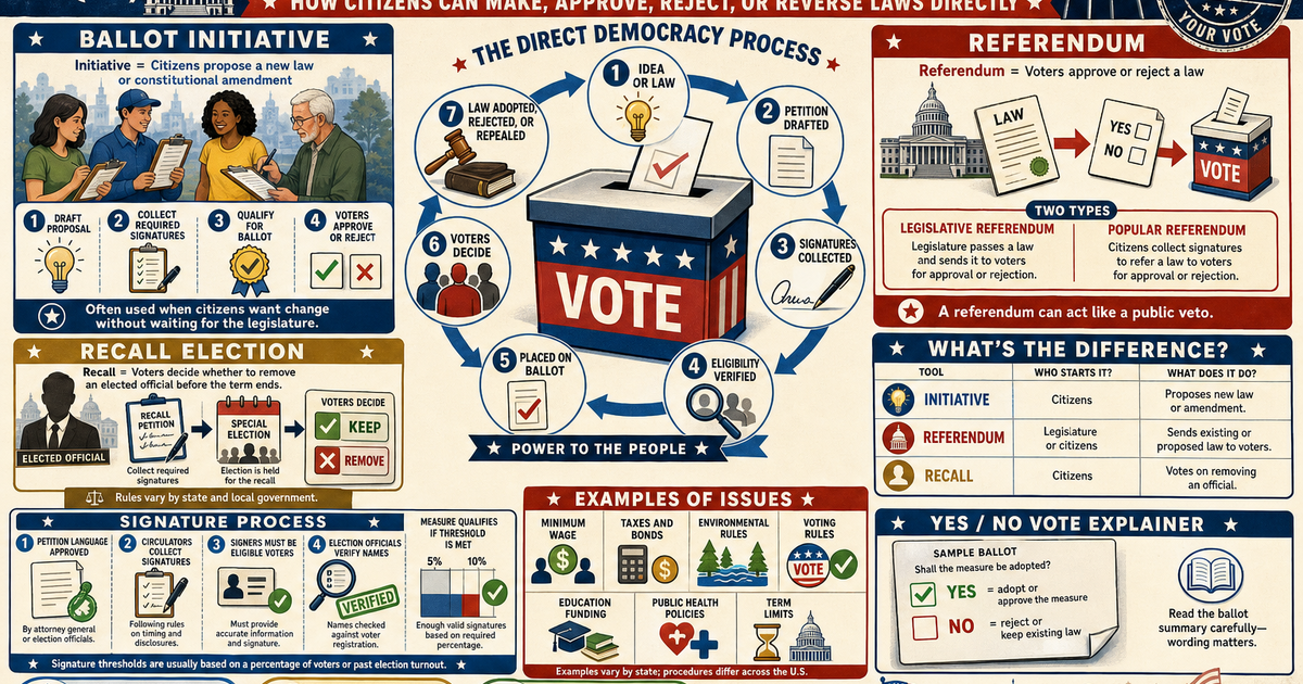 Civics: Ballot Initiatives and Referendums Infographic | LivePhysics™