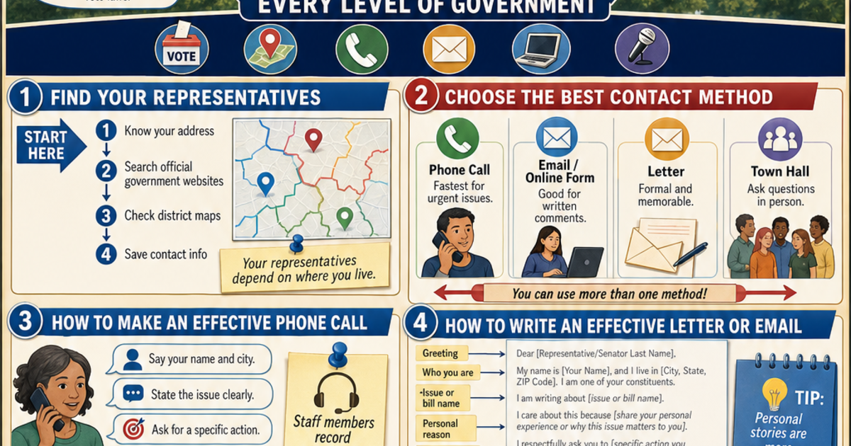 Civics: How to Contact Your Representatives Infographic | LivePhysics™