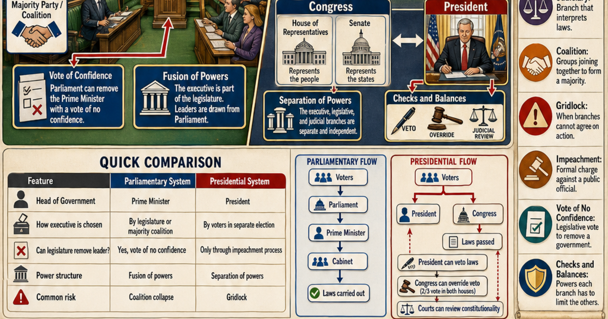 Graph Presidential System Parliamentary vs Presidential Systems Infographic | LivePhysics™