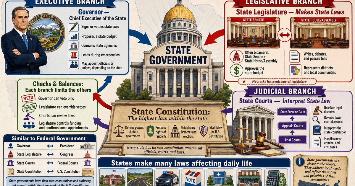 Civics: State Government Structure Infographic | LivePhysics™
