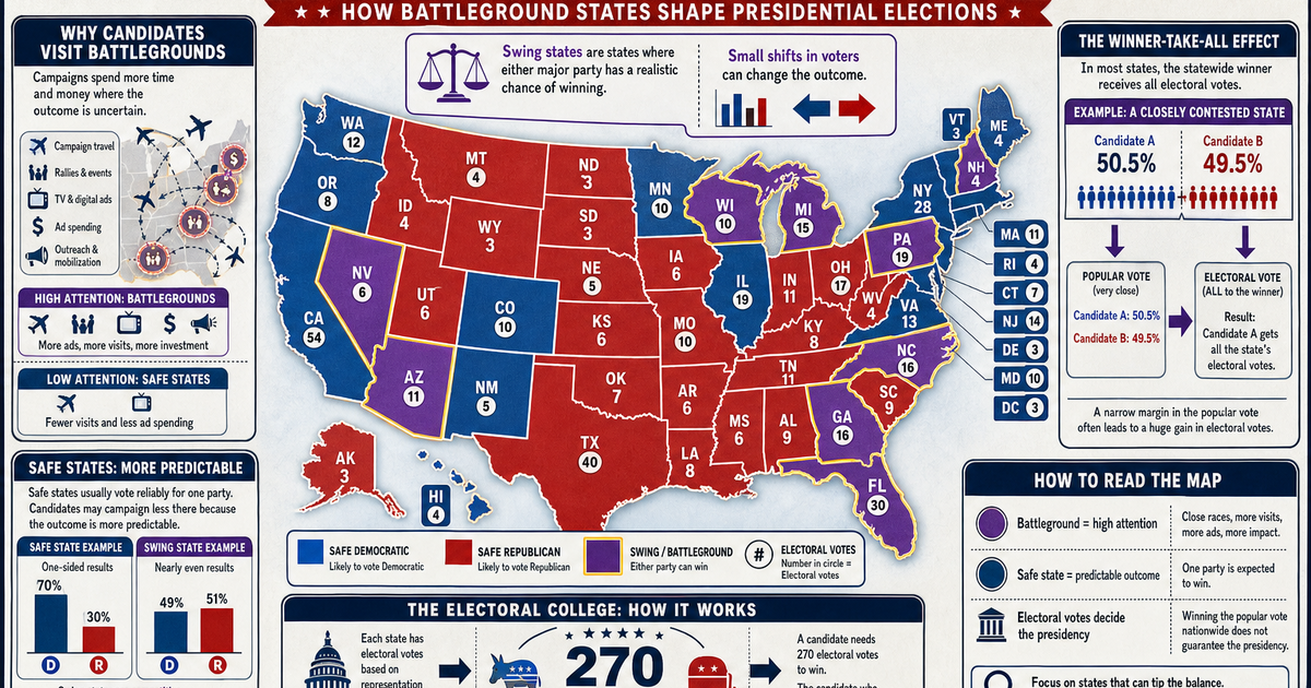 Civics: Swing States and the Electoral Map Infographic | LivePhysics™