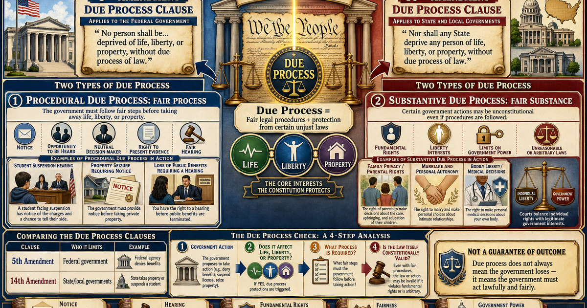 Due Process Cop Civics: The Due Process Clauses Infographic | LivePhysics™